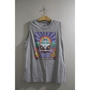 🔴Volkswagen VW Bus Graphic Tank Top Heather Gray‎ Sleeveless Muscle Tee